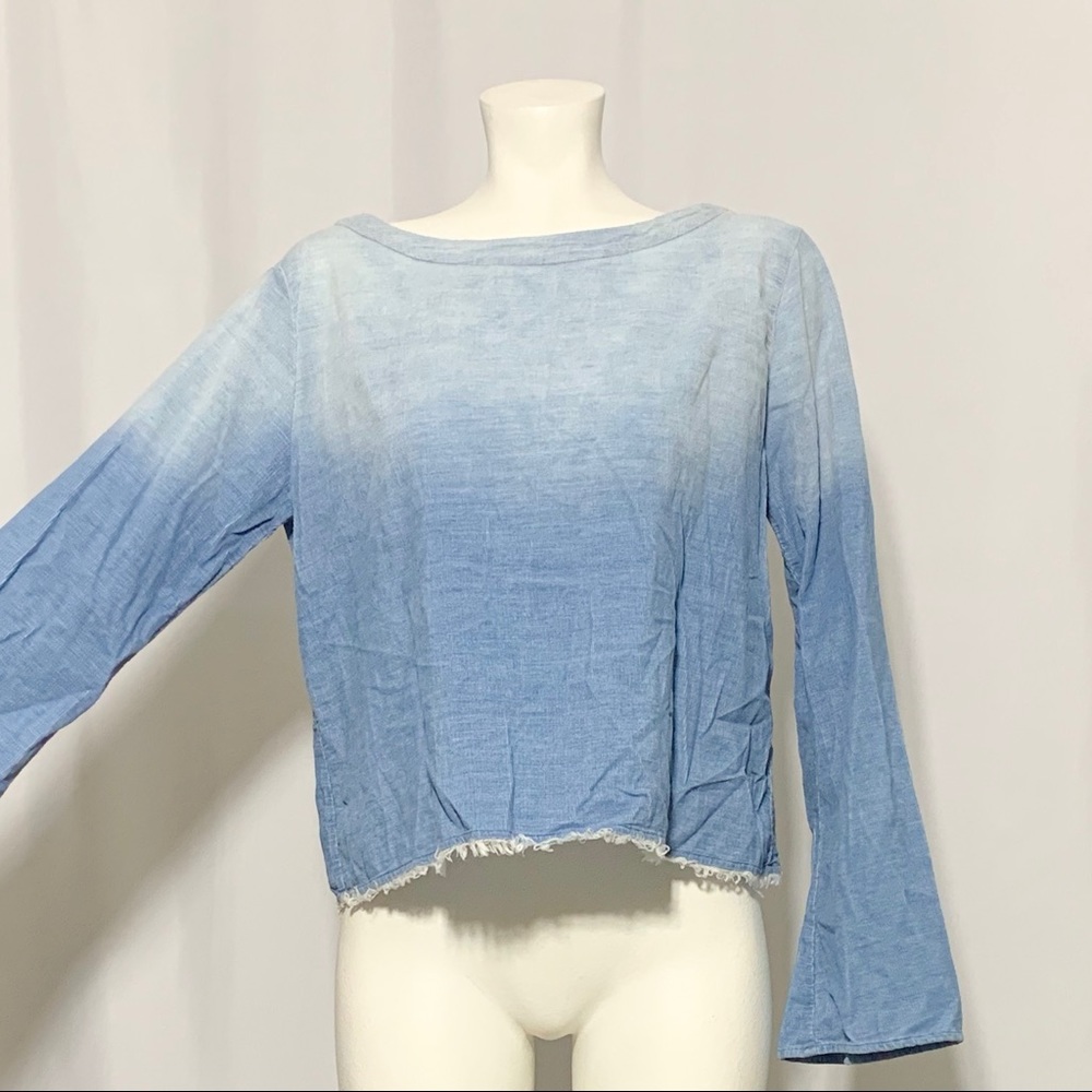 Cloth & Stone Corduroy Blue Ombre Blouse Medium